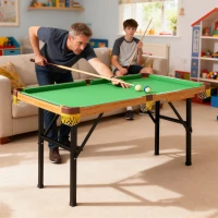 SPORTNOW Table de billard pliable, mini table de billard, 2 queues, 16 boules, triangle, brosse, vert(m-5)
