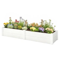 Outsunny Pat înălțat din plastic, modular, plantator cu montaj DIY, solariu 197 x 54 x 33 cm Alb(m-6)