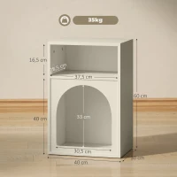 HOMCOM Nachttisch, Nachttisch mit offenen Fächern, bogenförmiges Design, 40 x 30 x 60 cm, Creme(m-3)