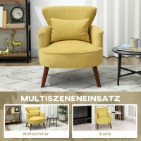 HOMCOM Fauteuil moderne à accoudoirs, fauteuil d'appoint rembourré avec coussin lombaire, pieds en bois d'hévéa, jaune(m-4)