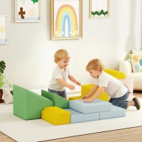 AIYAPLAY Set de blocs doux pour enfants, ensemble de 12 blocs en tissu, mousse, housse en velours côtelé, lavable, pastel coloré(m-2)