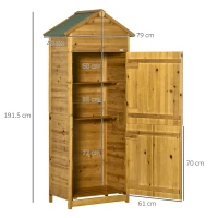 Outsunny Armadio attrezzi in legno con 2 ripiani e porte, 79x49x190 cm(m-3)