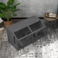 PawHut Cage pour hamster, cage pour petits animaux en bois, pont suspendu, échelles, maisonnette, 84 x 45 x 44 cm, pour hamsters nains, gris(m-4)