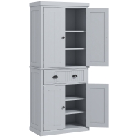 HOMCOM Küchenschrank Buffet mit mehreren Aufbewahrungsfächern, höhenverstellbaren Einlegeböden, 4 Türen, große Schublade, 76,2 x 40,2 x 183 cm, grau