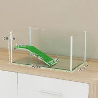 PawHut Schildkröten-Aquarium Schildkröten-Terrarium mit Plattform, Rampe und 360°-Panoramablick 60x35x28 cm Weiß(m-3)