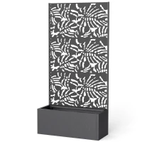 Outsunny Jardinieră cu spalier, ghiveci, cu paravan, pentru plante cățărătoare, metal, 90 x 37,5 x 180 cm, negru(m-7)