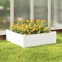 Outsunny Pat înălțat din plastic, modular, plantator cu montaj DIY, solariu 197 x 54 x 33 cm Alb(m-4)