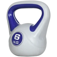 SPORTNOW Kettlebell 6 kg Revêtement en PU et remplissage sable pour entraînement de force 20x13x22 cm Violet et Gris(m-1)