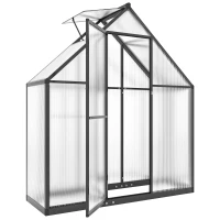 Outsunny Seră de grădină din aluminiu și policarbonat, cu fereastră reglabilă și ușă batantă, rezistentă la intemperii, transparent(m-1)