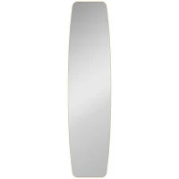 HOMCOM Oglindă mare de perete ovală 160 x 40 cm, oglindă suspendată modernă, cadru din metal și lemn, gata de agățat, auriu(m-1)