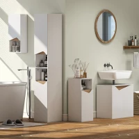 HOMCOM Dulap de baie de perete cu ușă cu închidere silențioasă și compartiment deschis 30 x 17 x 67 cm Alb(m-4)