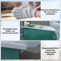 Outsunny Abri métallique de rangement pour outils de jardin, avec fenêtre, porte large, 260 x 177 x 190 cm, Vert(m-4)
