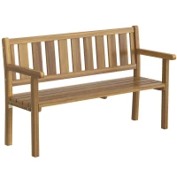 Outsunny 2-Sitzer Gartenbank aus Fichtenholz mit Latten, 150x57x93 cm, Farbe Teak(m-6)
