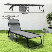 Outsunny Klapp-Liegestuhl Sonnenliege 5-stufig verstellbare Rückenlehne abnehmbare Kopfstütze 189 x 58 x 30 cm grau(m-3)