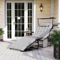 Outsunny Lettino pieghevole con tettuccio e materassino, Grigio chiaro(m-2)