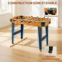 SPORTNOW Baby-foot 92 cm, 22 jucători, 2 mingi, contoare manuale, mânere antiderapante, maro(m-5)