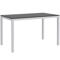 Outsunny Tavolo da giardino in alluminio effetto legno per 4-6 persone, 120x70 cm, Nero