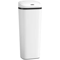 HOMCOM Automatischer 50 L Küchenmülleimer schmaler Edelstahl-Mülleimer mit Infrarotsensor manueller Modus fingerabdruckresistent Weiß(m-1)