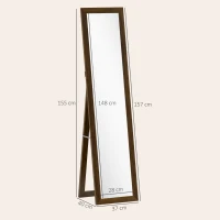 HOMCOM Miroir pleine longueur 157x37 cm avec cadre en MDF Miroir sur pied incliné ou suspendu Bois noyer(m-3)