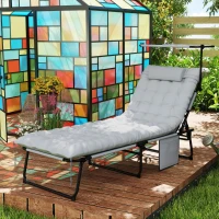 Outsunny Lettino pieghevole con tettuccio e materassino, Grigio chiaro(m-5)