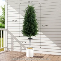 HOMCOM Set 2 cipressi artificiali con vaso incluso, Verde(m-3)