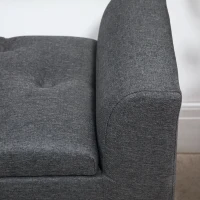 HOMCOM Panca Imbottita con Contenitore, Gambe in Legno, Portata fino a 130 kg, per Soggiorno, Camera e Ingresso, Effetto Lino, 116x44x58 cm, Grigio Scuro(m-4)