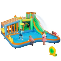 AIYAPLAY Castello gonfiabile con scivolo acqua e parete arrampicata, 416x370x195 cm(m-7)