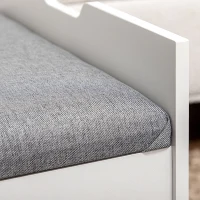 HOMCOM Coiffeuse de maquillage avec tabouret caché, miroir abattant, tiroir et 7 compartiments, tabouret avec rangement, blanc(m-4)