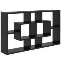 HOMCOM Dekoratives Wandregal, Bücher- und CD-Regal mit 8 Fächern, 85x14,5x47,5 cm, Schwarz(m-1)