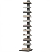 HOMCOM Modernes, hohes Bücherregal mit 11 Ablagen, platzsparend im Industrie-Stil, 34.5x41.5x163.5 cm, Schwarz(m-6)
