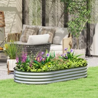 Outsunny Hochbeet aus verzinktem Stahl offener Boden Gummirand 181 x 93 x 30 cm Silber(m-2)