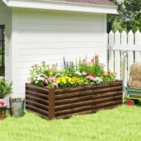 Outsunny Hochbeet mit offenem Boden und abgerundeten Kanten, 180x90x57.5 cm, Dunkelbraun(m-4)