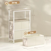 HOMCOM Lot de 2 Tables d'Appoint Étroites avec Prise CA Port USB Port USB-C 2 Tiroirs en Tissu Bois naturel(m-3)