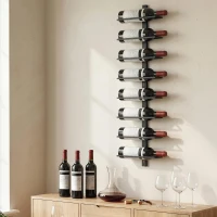 HOMCOM Botellero de pared en acero para 8 botellas, para cocina, bar, comedor, bodega, negro(m-2)