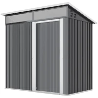 Outsunny Capanno attrezzi in acciaio con ventilazione e porta scorrevole, Grigio scuro(m-6)