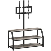 HOMCOM Comodă TV cu suport pentru televizoare până la 182,9 cm, comodă TV cu 2 rafturi deschise, 110x43x150cm, gri(m-1)