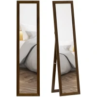 HOMCOM Miroir pleine longueur 157x37 cm avec cadre en MDF Miroir sur pied incliné ou suspendu Bois noyer(m-6)