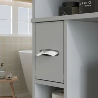 HOMCOM Aufsatzmöbel für WC oder Waschmaschine, 2 Türen, 3 Fächer, Toilettenpapierhalter, 80x19,5x170cm, grau(m-5)