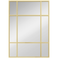 HOMCOM Rechteckiger Wandspiegel Fenster-Spiegel 70x50cm mit Metallrahmen Dekorativer Spiegel für Wohnzimmer Schlafzimmer Gold