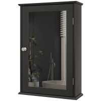 kleankin Meuble Mural de Salle de Bain avec Miroir et Porte à Fermeture Magnétique, 41x14x60 cm, Noir