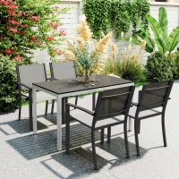 Outsunny Tavolo da giardino in alluminio effetto legno per 4-6 persone, 120x70 cm, Nero(m-2)