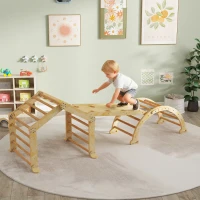 AIYAPLAY Structure d'escalade intérieure 9-en-1, rampe, toboggan, échelle, tableau à écrire, pour tout-petits, bois(m-2)