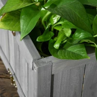 Outsunny Klappbares Garten-Hochbeet aus massivem Holz, Erhöhtes Pflanzbeet 70 x 30 x 25 cm für Garten Balkon Terrasse grau(m-4)