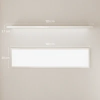 HOMCOM Set de 4 lămpi de tavan cu culoare reglabilă, comutator DIP și de perete 3000K/4000K/6000K 120x30x3,7 cm Alb(m-3)