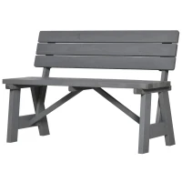 Outsunny Panca da giardino 2 posti in legno con schienale, 116x56x80 cm, Grigio(m-6)