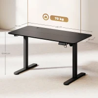 Vinsetto Scrivania regolabile in altezza per computer, 140 x 70 x 116 cm, Nero(m-3)