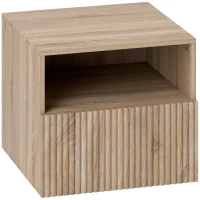 HOMCOM Table de chevet, design sans poignée, niche ouverte, tiroir, montage mural, brun clair(m-7)