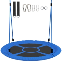 AIYAPLAY Nestschaukel, Schaukel für 2 Kinder mit höhenverstellbaren Seilen, runder Sitz Ø 80 cm, blau