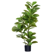 HOMCOM Plantă Ficus artificială, înălțime 110 cm cu 90 de frunze și ghiveci pentru living(m-7)