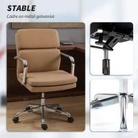 HOMCOM Bürostuhl, ergonomischer Bürostuhl, höhenverstellbar, hohe Rückenlehne, 360° drehbar, 61x67,5x100cm braun(m-4)